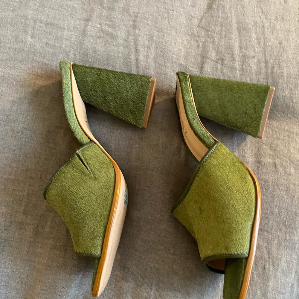 Schutz Olive Green Open-Toe Block Heel Mule - Picture 6 of 9